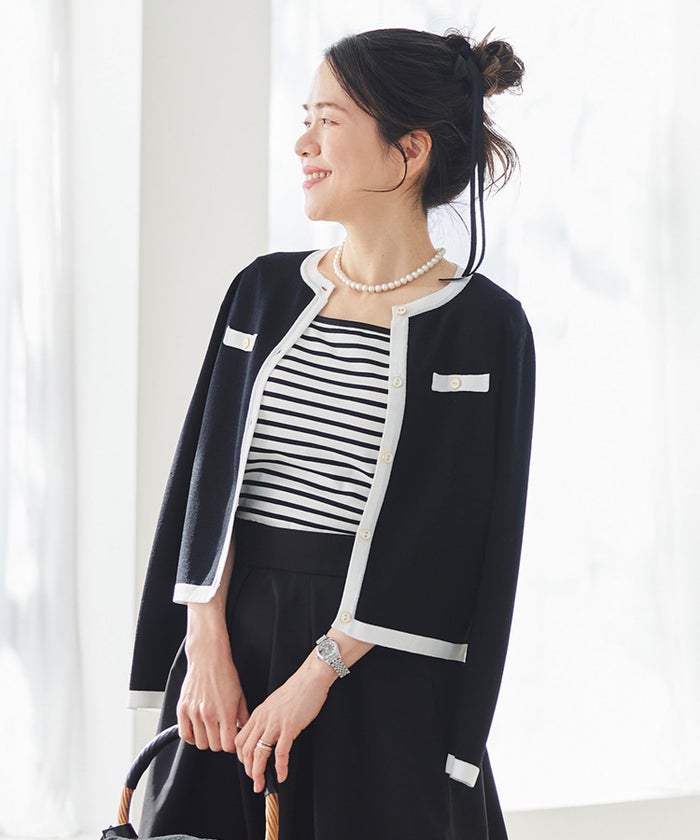 UVカット スクエアネック カットソー 接触冷感 透湿 綿100 半袖 ホワイト ブラック ボーダー 通勤 きれいめ 涼しい 春 夏 UVカット スクエアネック トップス ＆BLOOM（アンドブルーム）