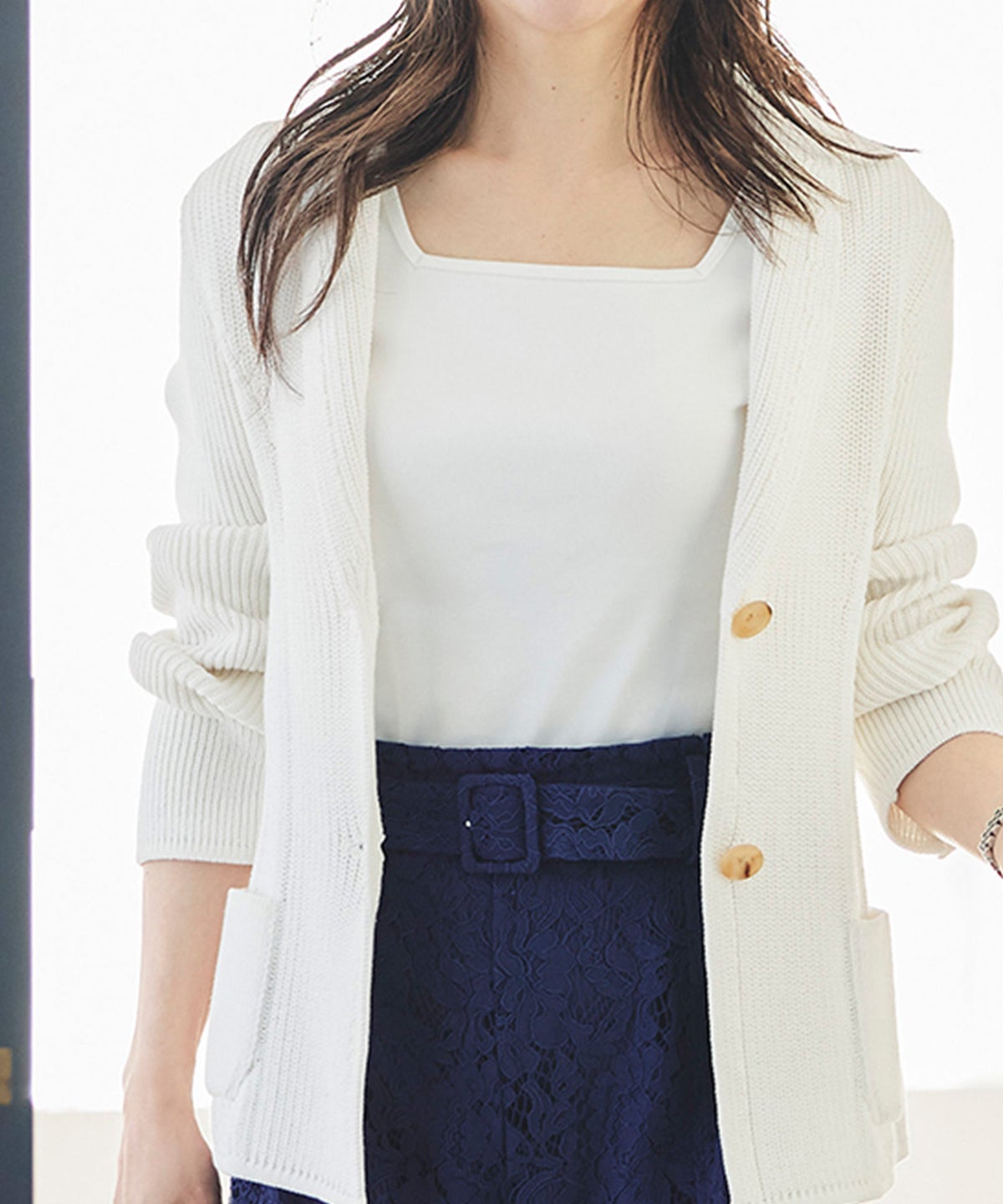 UVカット スクエアネック カットソー 接触冷感 透湿 綿100 半袖 ホワイト ブラック ボーダー 通勤 きれいめ 涼しい 春 夏 UVカット スクエアネック トップス ＆BLOOM（アンドブルーム）