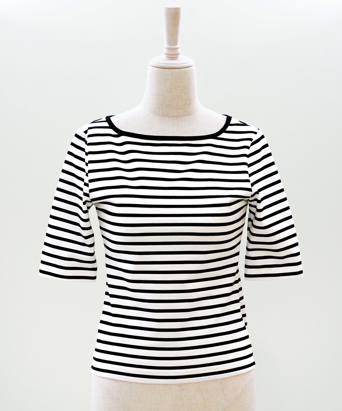 UVカット ボートネック カットソー 接触冷感 透湿 綿100 半袖 ホワイト ブラック ボーダー 通勤 きれいめ 涼しい 春 夏 UVカット ボートネック トップス ＆BLOOM（アンドブルーム）