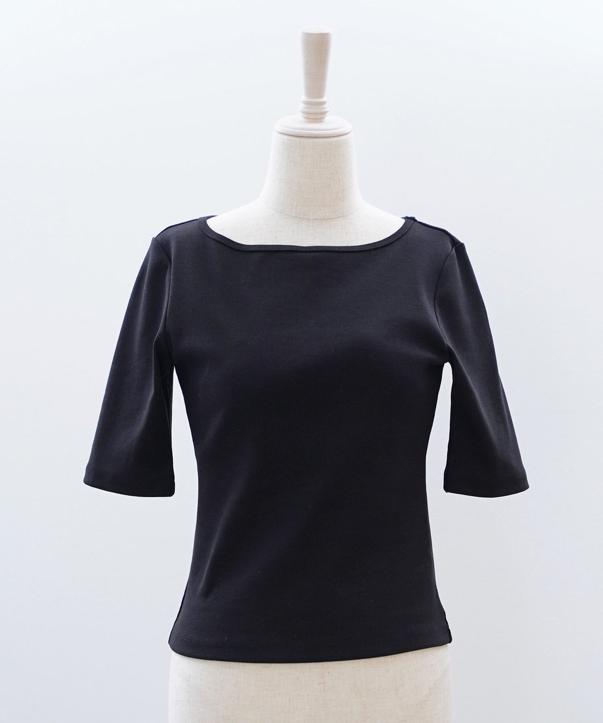 UVカット ボートネック カットソー 接触冷感 透湿 綿100 半袖 ホワイト ブラック ボーダー 通勤 きれいめ 涼しい 春 夏 UVカット ボートネック トップス ＆BLOOM（アンドブルーム）