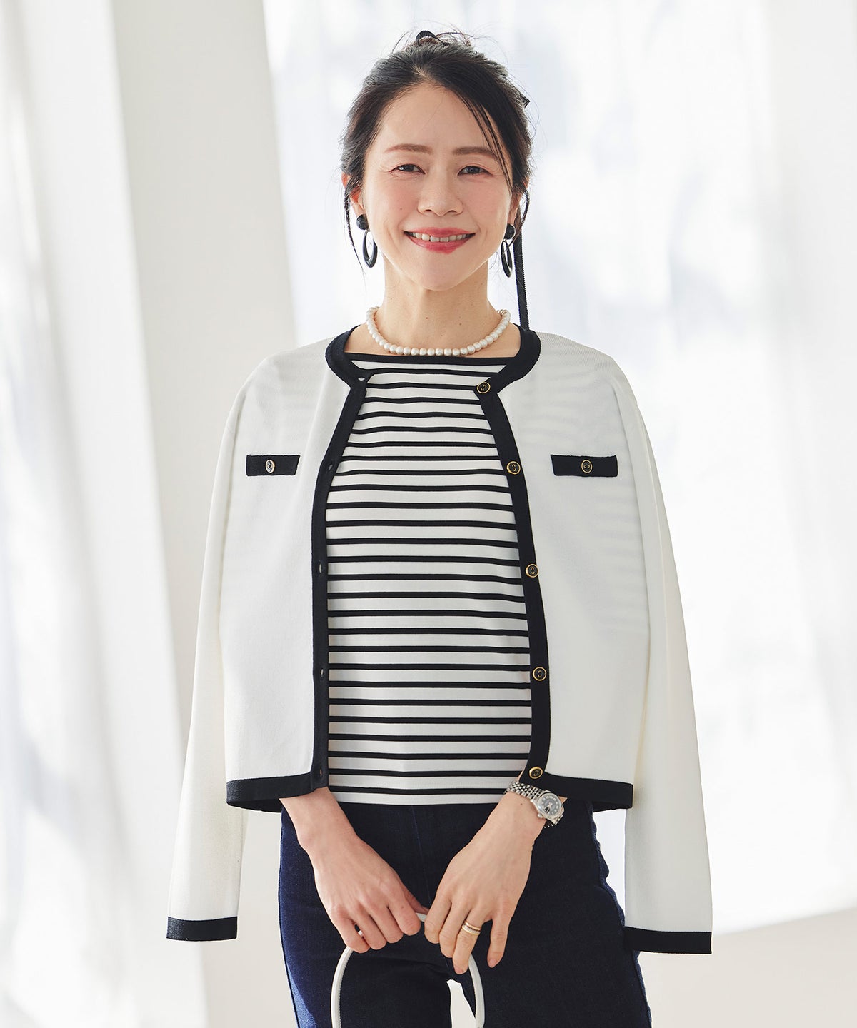 UVカット ボートネック カットソー 接触冷感 透湿 綿100 半袖 ホワイト ブラック ボーダー 通勤 きれいめ 涼しい 春 夏 UVカット ボートネック トップス ＆BLOOM（アンドブルーム）