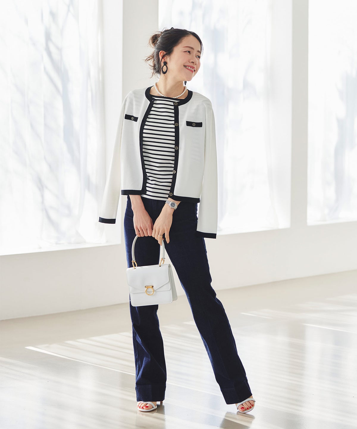 UVカット ボートネック カットソー 接触冷感 透湿 綿100 半袖 ホワイト ブラック ボーダー 通勤 きれいめ 涼しい 春 夏 UVカット ボートネック トップス ＆BLOOM（アンドブルーム）