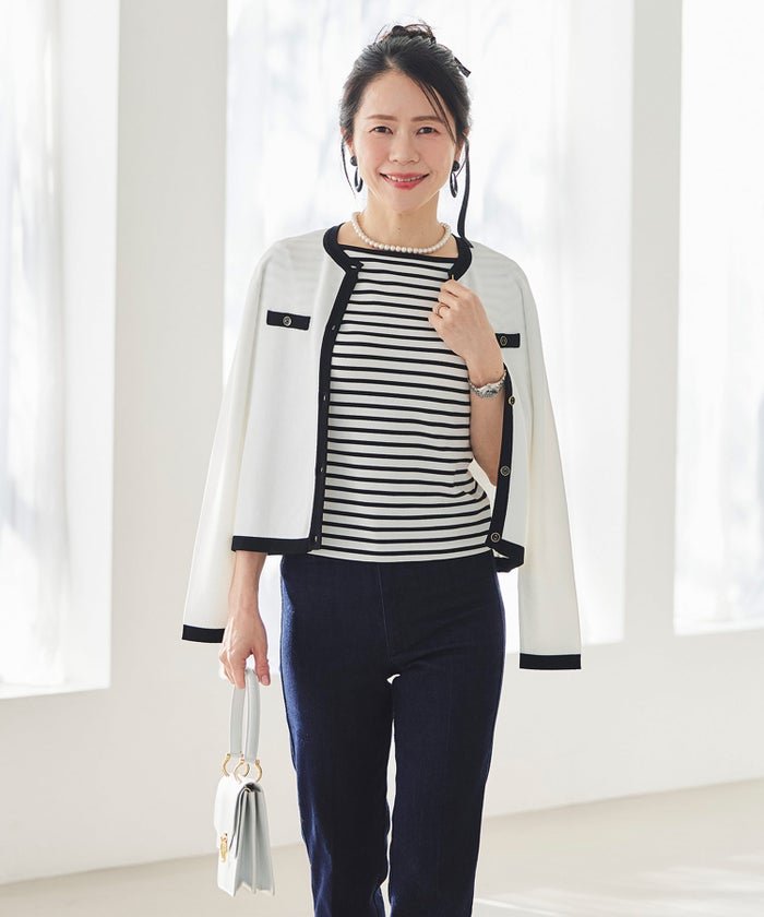 UVカット ボートネック カットソー 接触冷感 透湿 綿100 半袖 ホワイト ブラック ボーダー 通勤 きれいめ 涼しい 春 夏 UVカット ボートネック トップス ＆BLOOM（アンドブルーム）