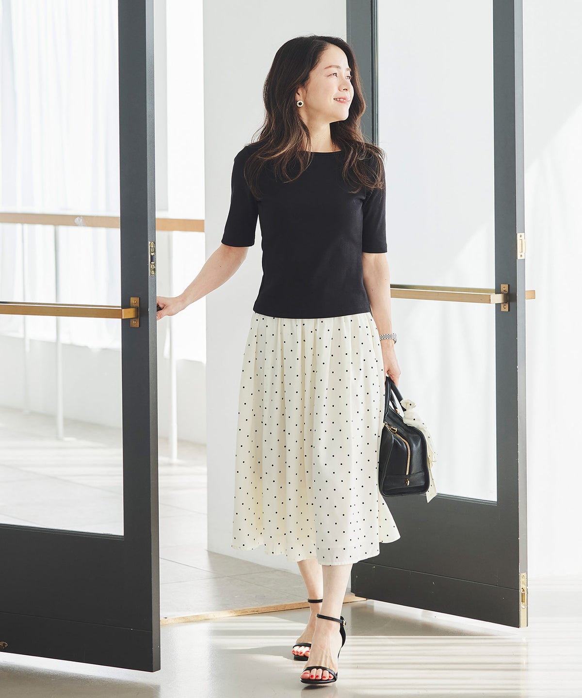 UVカット ボートネック カットソー 接触冷感 透湿 綿100 半袖 ホワイト ブラック ボーダー 通勤 きれいめ 涼しい 春 夏 UVカット ボートネック トップス ＆BLOOM（アンドブルーム）