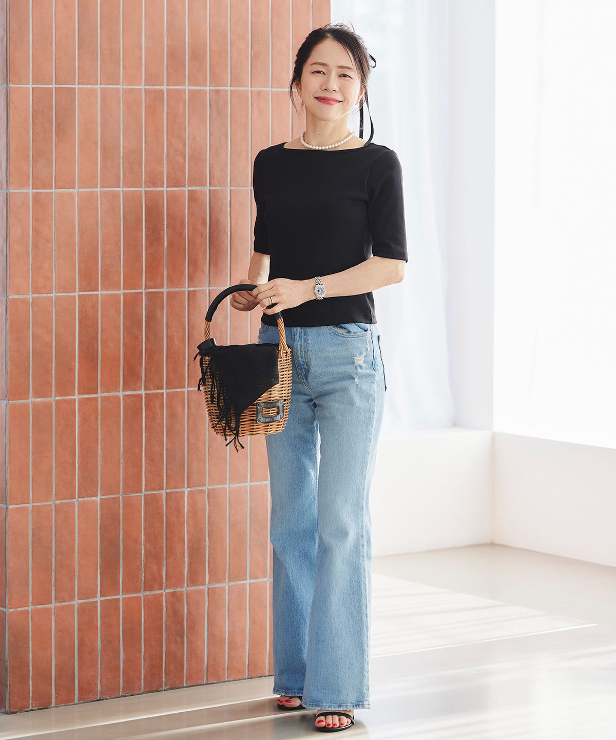 UVカット ボートネック カットソー 接触冷感 透湿 綿100 半袖 ホワイト ブラック ボーダー 通勤 きれいめ 涼しい 春 夏 UVカット ボートネック トップス ＆BLOOM（アンドブルーム）