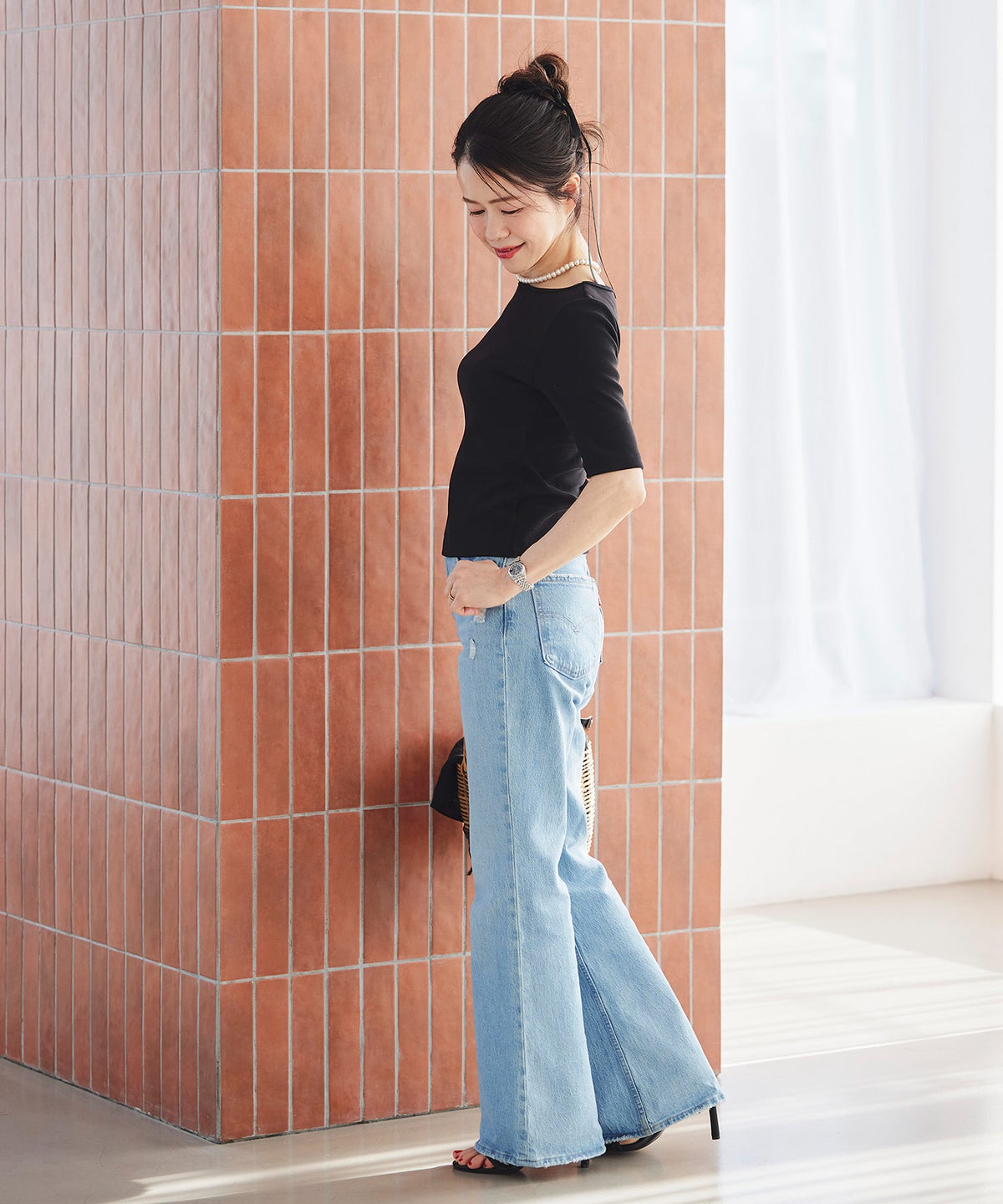 UVカット ボートネック カットソー 接触冷感 透湿 綿100 半袖 ホワイト ブラック ボーダー 通勤 きれいめ 涼しい 春 夏 UVカット ボートネック トップス ＆BLOOM（アンドブルーム）