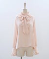 ブラウス リボン フリル ボウタイ 通勤 働く女性 アフタヌーンティー フェミニン 大人かわいい 上品 ピンク 
