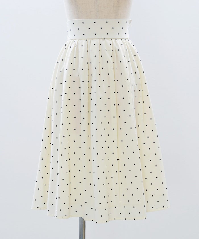 スカート ギャザー フレア セットアップ 通勤 働く女性 アフタヌーンティー フェミニン 大人かわいい 上品 ドット柄 ギャザー フレア スカート ＆BLOOM（アンドブルーム）