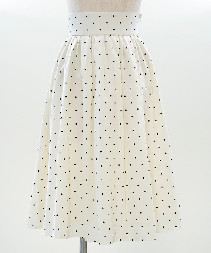 スカート ギャザー フレア セットアップ 通勤 働く女性 アフタヌーンティー フェミニン 大人かわいい 上品 ドット柄 ギャザー フレア スカート ＆BLOOM（アンドブルーム）