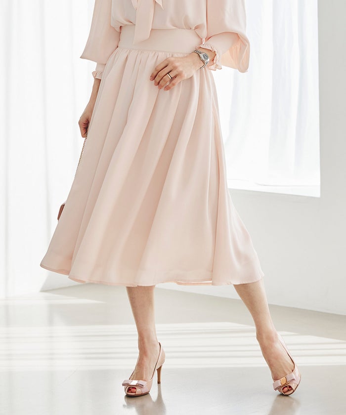 スカート ギャザー フレア セットアップ 通勤 働く女性 アフタヌーンティー フェミニン 大人かわいい 上品 ドット柄 ギャザー フレア スカート ＆BLOOM（アンドブルーム）