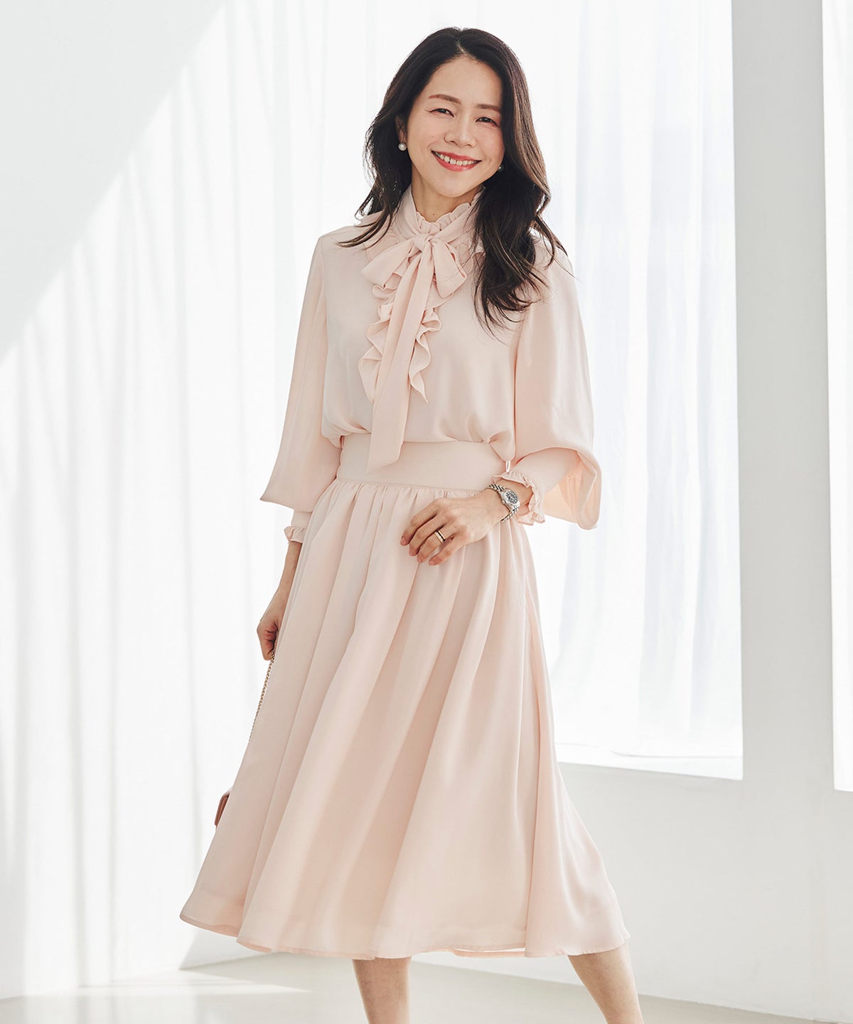 スカート ギャザー フレア セットアップ 通勤 働く女性 アフタヌーンティー フェミニン 大人かわいい 上品 ドット柄 ギャザー フレア スカート ＆BLOOM（アンドブルーム）