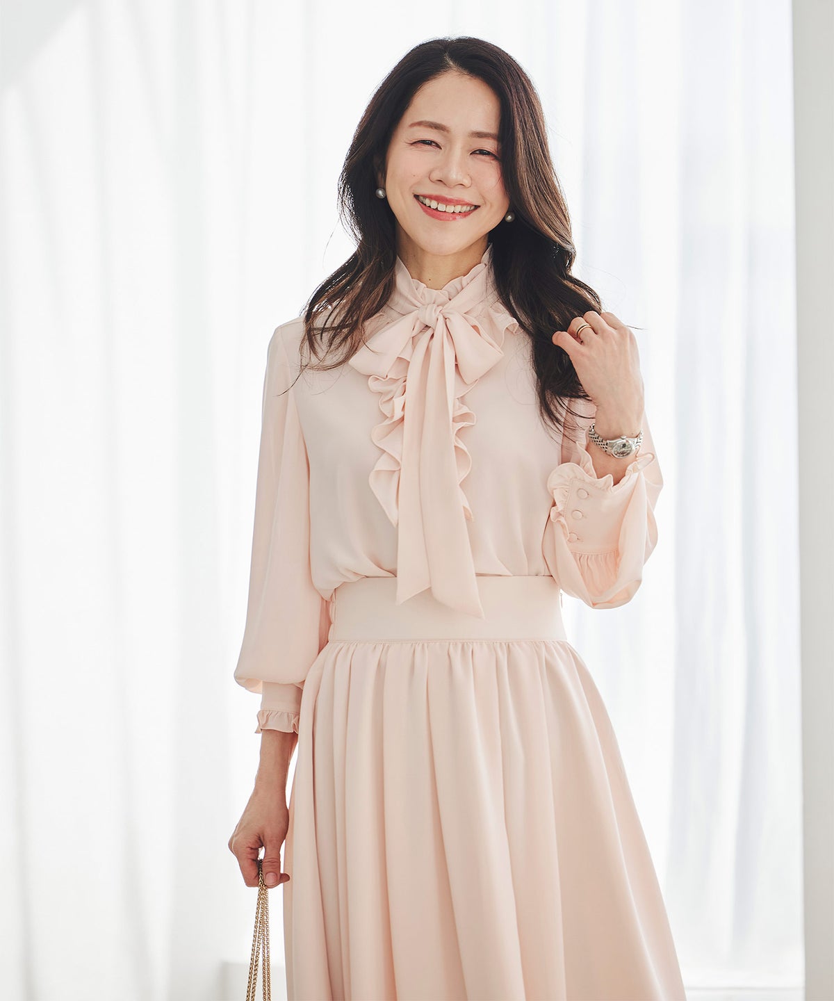 スカート ギャザー フレア セットアップ 通勤 働く女性 アフタヌーンティー フェミニン 大人かわいい 上品 ドット柄 ギャザー フレア スカート ＆BLOOM（アンドブルーム）