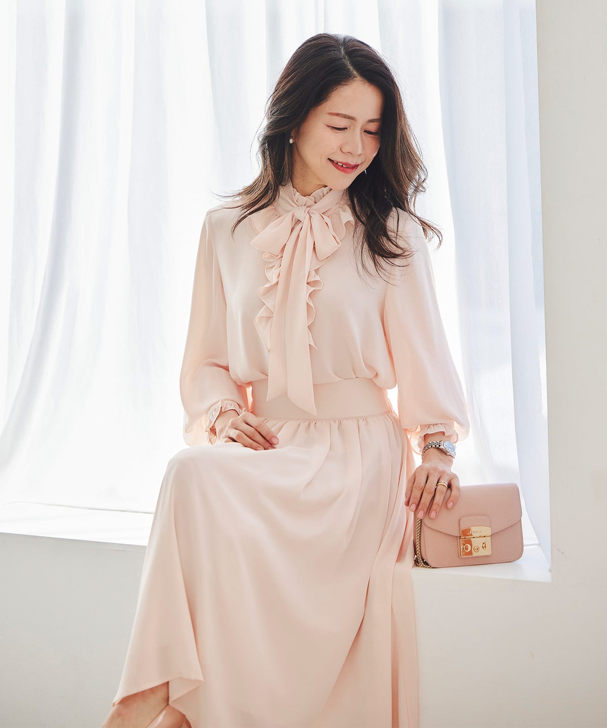 スカート ギャザー フレア セットアップ 通勤 働く女性 アフタヌーンティー フェミニン 大人かわいい 上品 ドット柄 ギャザー フレア スカート ＆BLOOM（アンドブルーム）