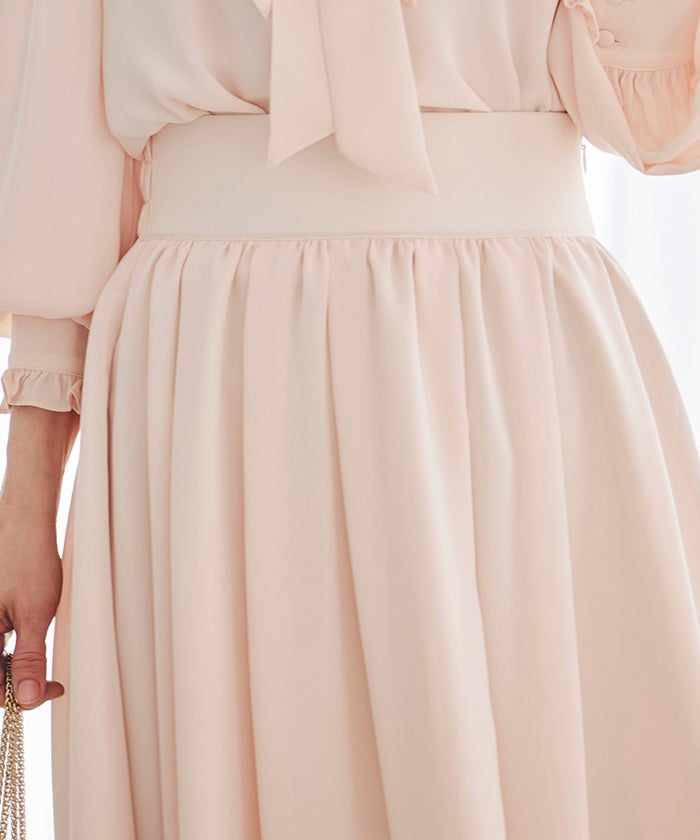 スカート ギャザー フレア セットアップ 通勤 働く女性 アフタヌーンティー フェミニン 大人かわいい 上品 ドット柄 ギャザー フレア スカート ＆BLOOM（アンドブルーム）