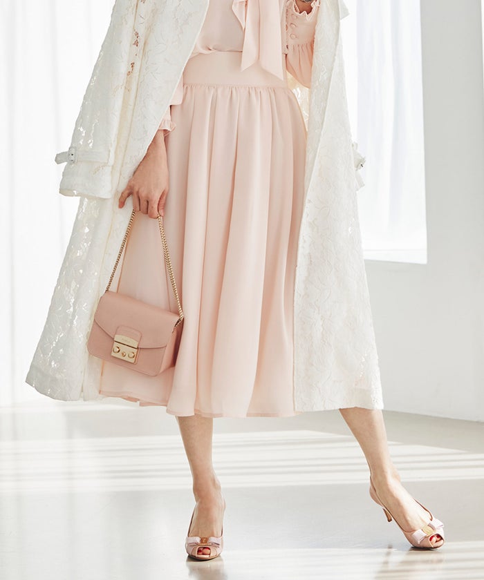 スカート ギャザー フレア セットアップ 通勤 働く女性 アフタヌーンティー フェミニン 大人かわいい 上品 ドット柄 ギャザー フレア スカート ＆BLOOM（アンドブルーム）