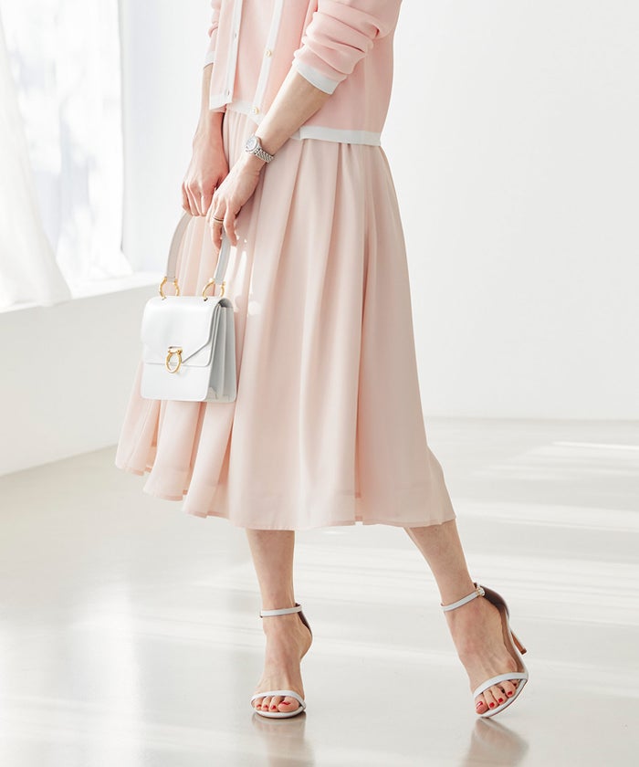 スカート ギャザー フレア セットアップ 通勤 働く女性 アフタヌーンティー フェミニン 大人かわいい 上品 ドット柄 ギャザー フレア スカート ＆BLOOM（アンドブルーム）