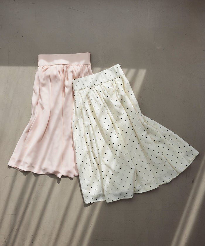 スカート ギャザー フレア セットアップ 通勤 働く女性 アフタヌーンティー フェミニン 大人かわいい 上品 ドット柄 ギャザー フレア スカート ＆BLOOM（アンドブルーム）