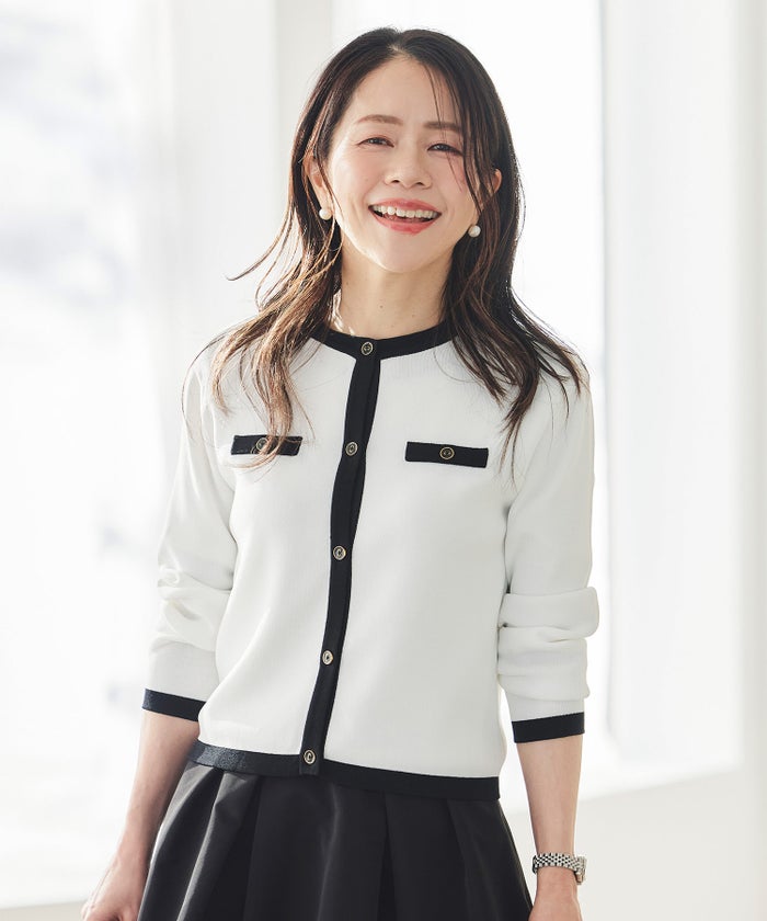 バイカラー ニット カーディガン ＆BLOOM（アンドブルーム）