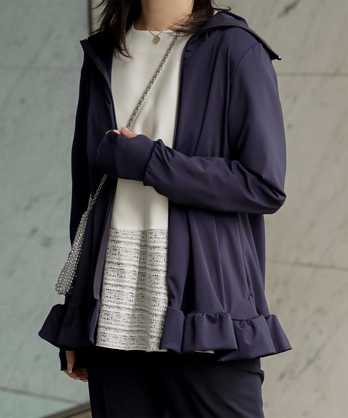 ポケッタブル UVカット パーカー レディース ファッション ホワイト ネイビー ブラック M