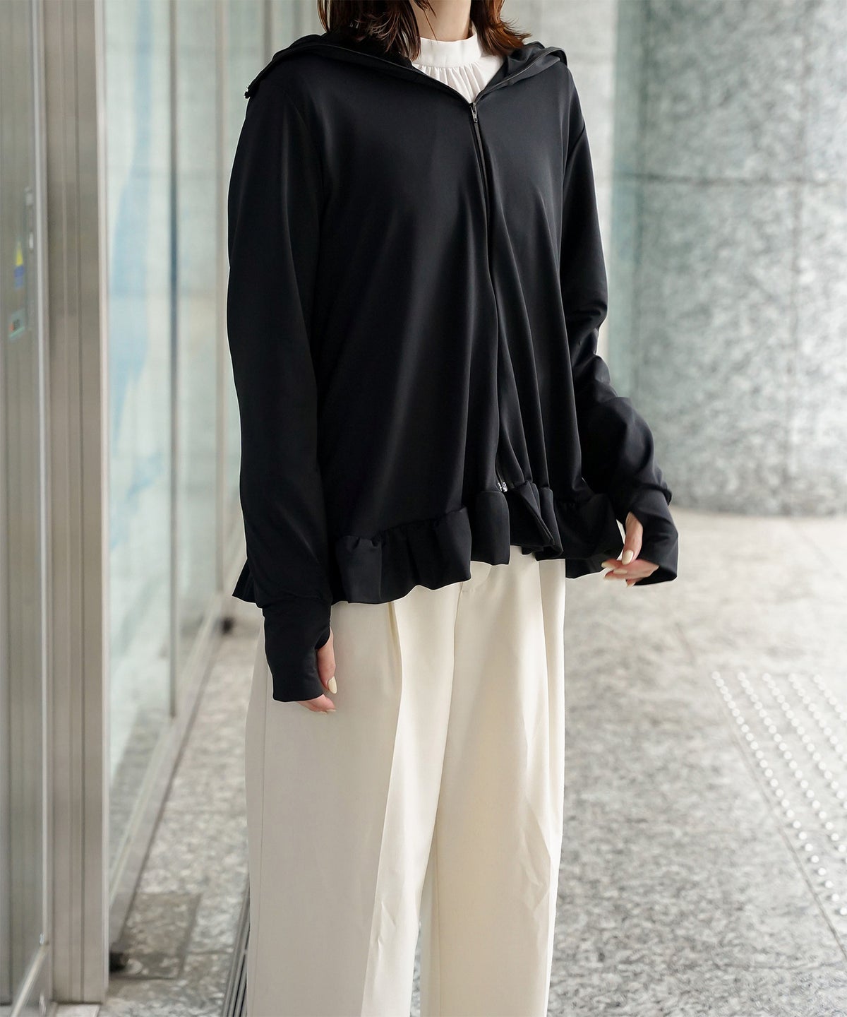 ポケッタブル UVカット パーカー レディース ファッション ホワイト ネイビー ブラック M