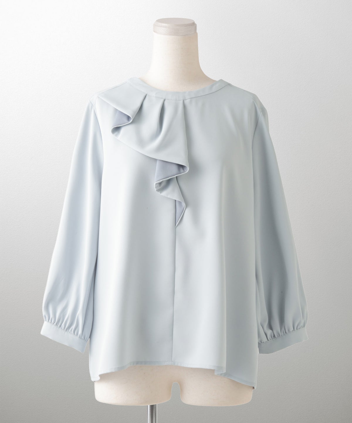 アシンメトリー ラッフル ブラウス レディース ファッション ウォッシャブル ホワイト サックス ネイビー M