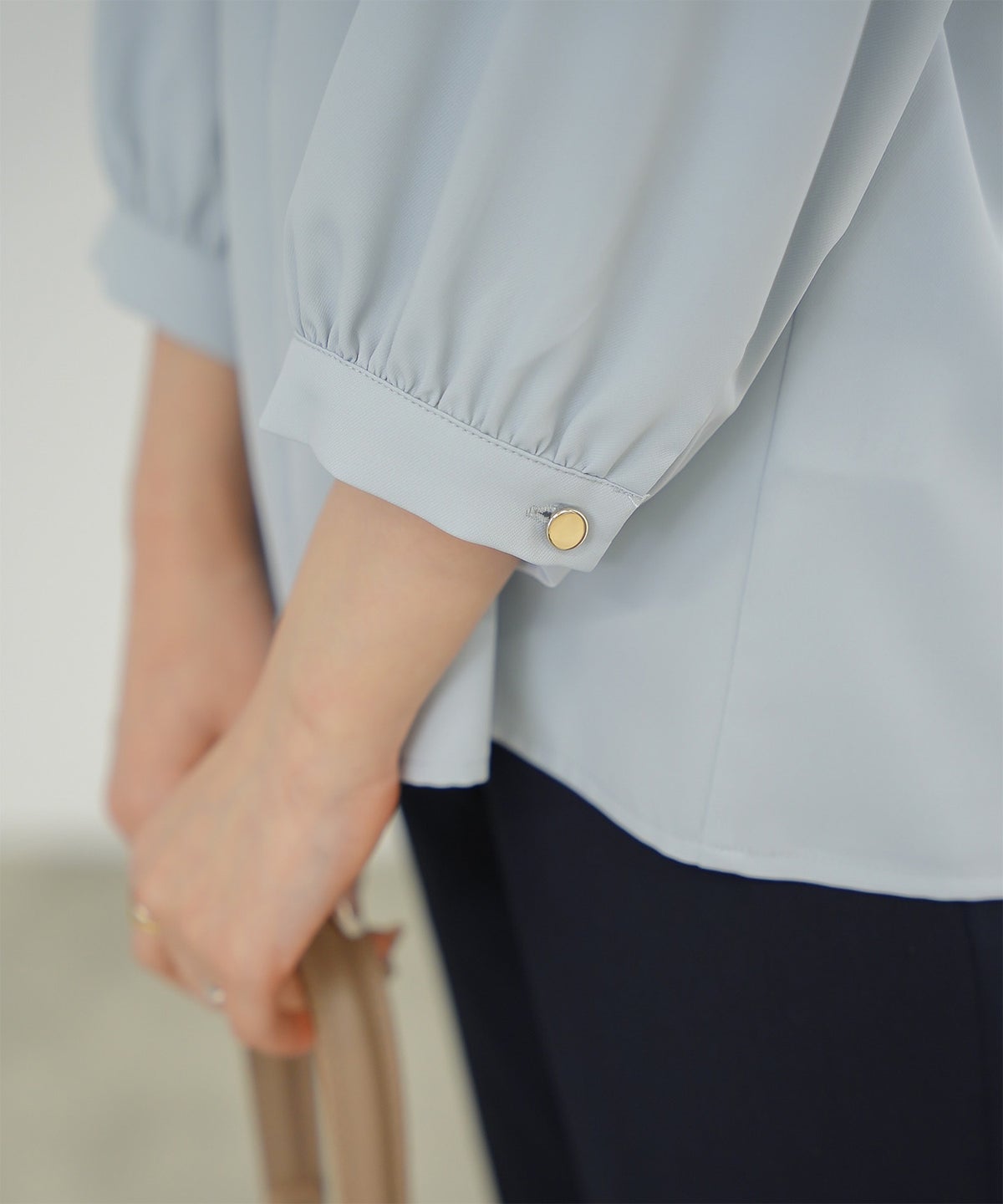 アシンメトリー ラッフル ブラウス レディース ファッション ウォッシャブル ホワイト サックス ネイビー M