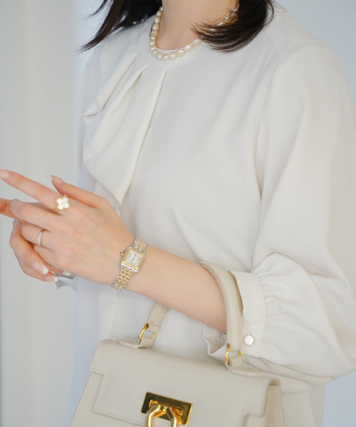 アシンメトリー ラッフル ブラウス レディース ファッション ウォッシャブル ホワイト サックス ネイビー M