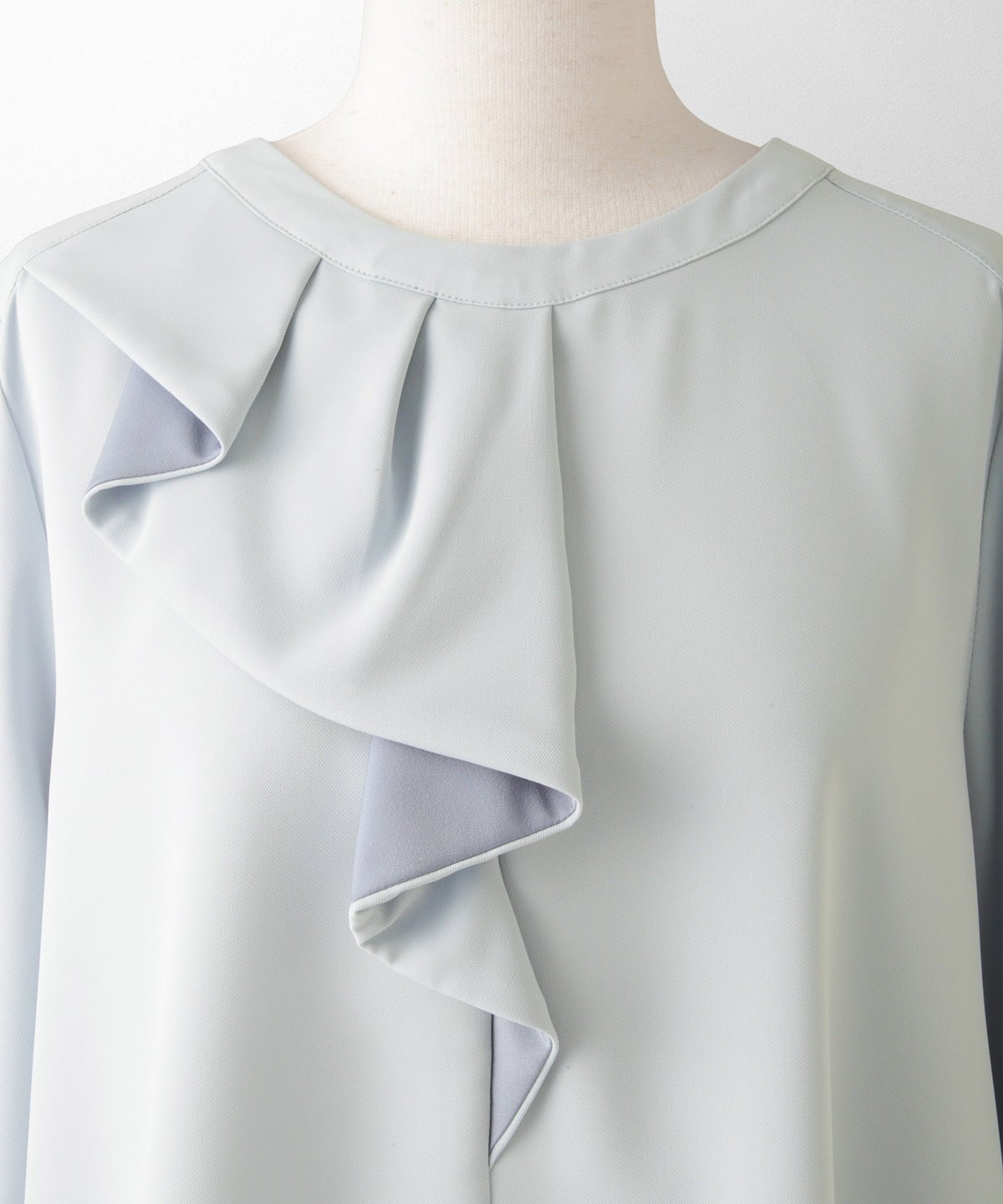 アシンメトリー ラッフル ブラウス レディース ファッション ウォッシャブル ホワイト サックス ネイビー M