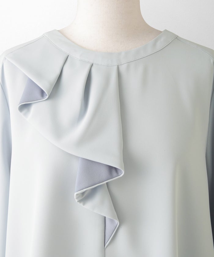 アシンメトリー ラッフル ブラウス レディース ファッション ウォッシャブル ホワイト サックス ネイビー M