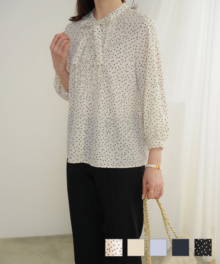 フロント フリル ボウタイ ブラウス HUIT 