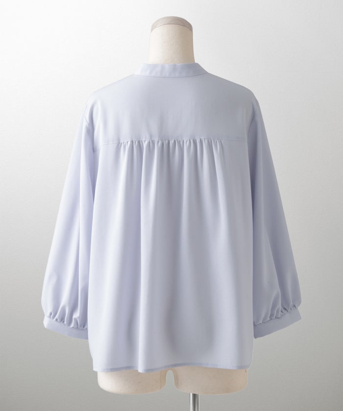 フロント フリル ボウタイ ブラウス レディース ファッション ホワイトドット アイボリー サックス ネイビー ブラックドット M