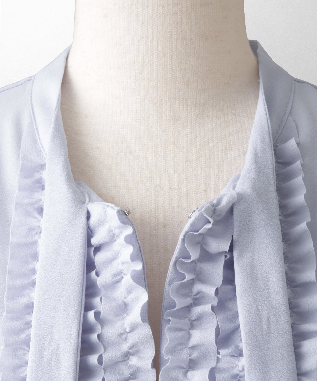 フロント フリル ボウタイ ブラウス レディース ファッション ホワイトドット アイボリー サックス ネイビー ブラックドット M