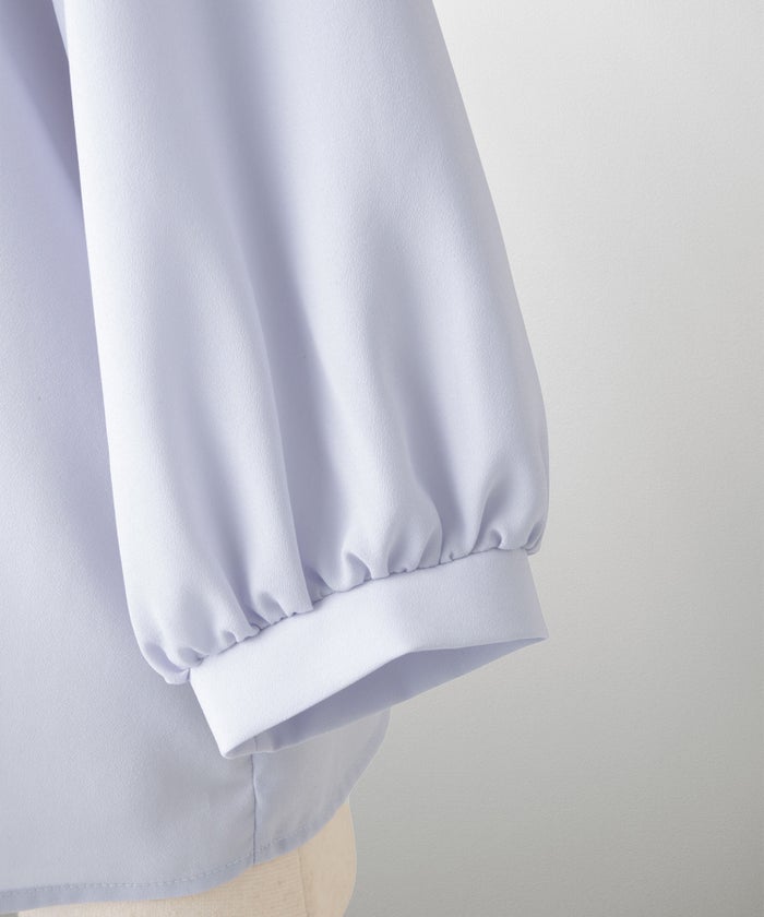 フロント フリル ボウタイ ブラウス レディース ファッション ホワイトドット アイボリー サックス ネイビー ブラックドット M