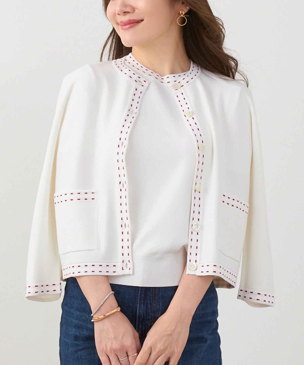 洗濯機可 マシンウォッシャブル UVカット 接触冷感 長袖 可愛い 上品 きれいめ オフィス フェミニン 春 ジョイントスペース