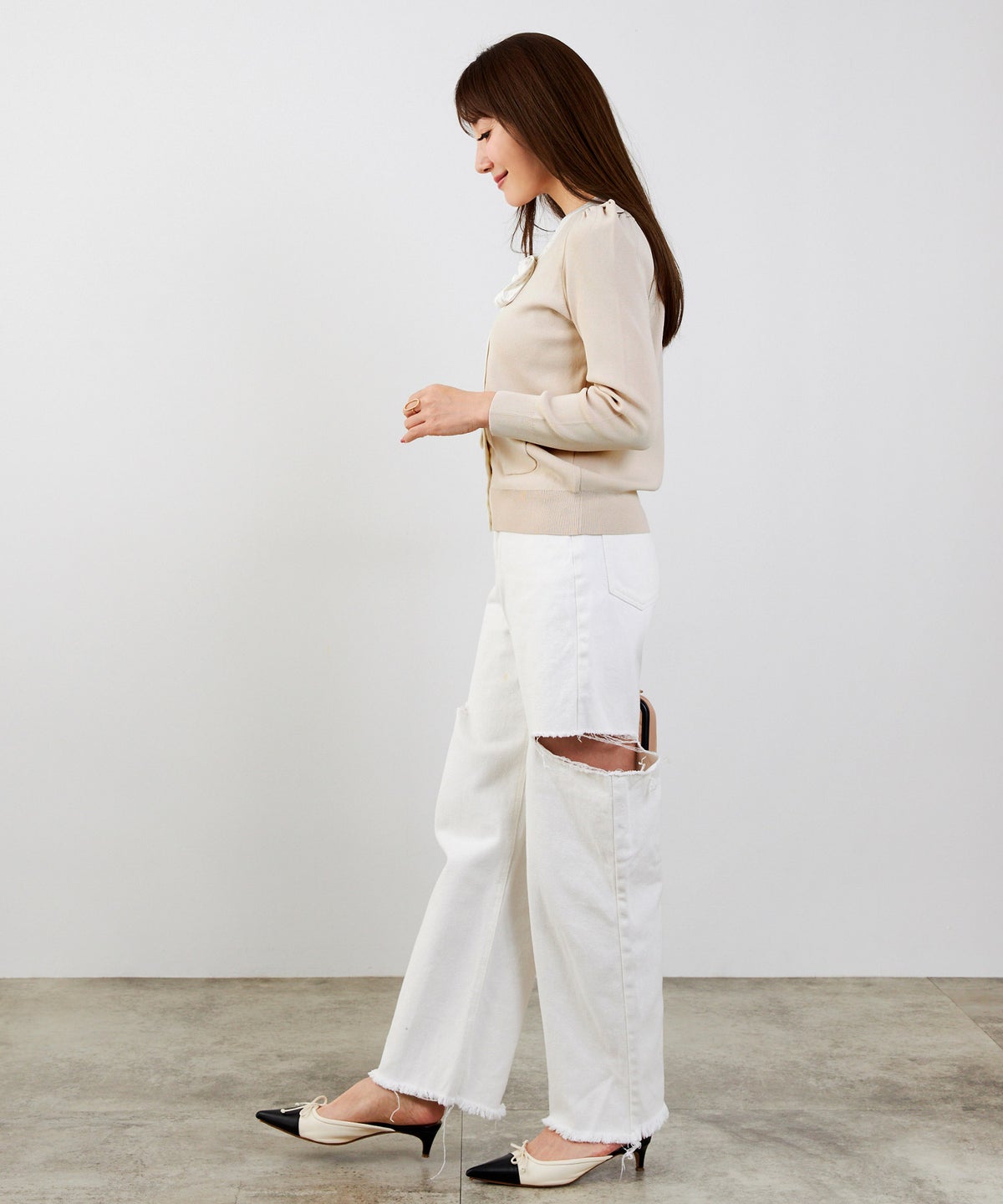 洗濯機可 マシンウォッシャブル UVカット 接触冷感 長袖 可愛い 上品 きれいめ オフィス フェミニン 春 ジョイントスペース