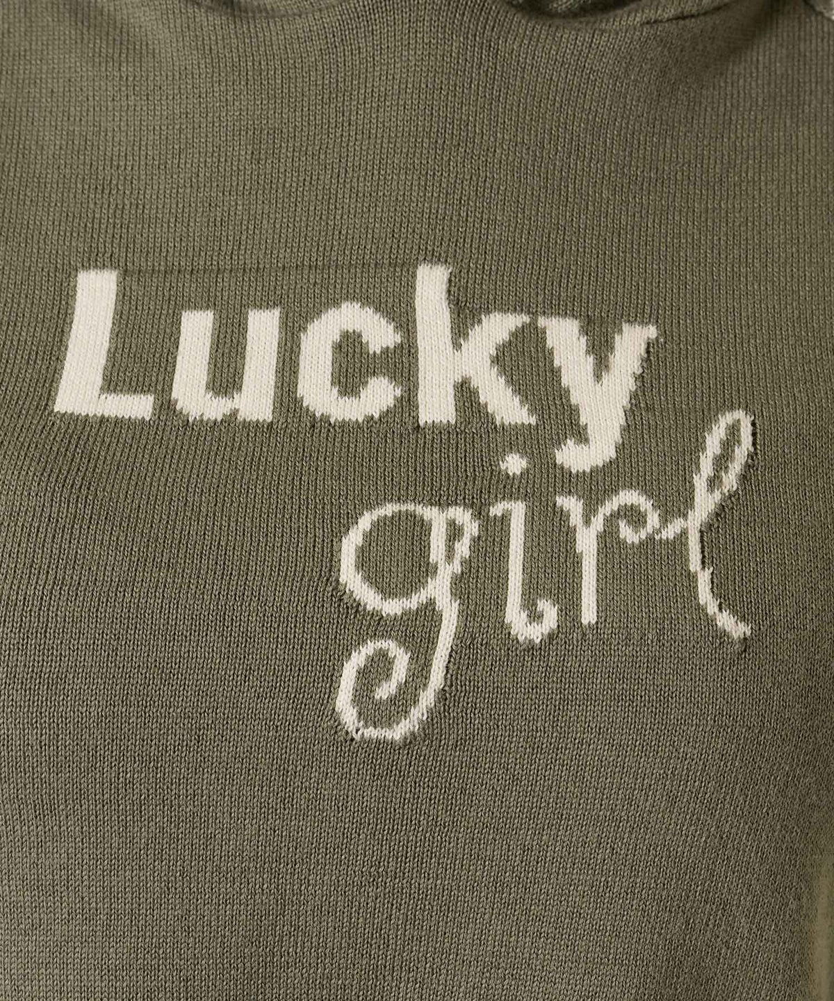 Y2K/半袖/フード/ハーフスリーブ ジャカード ニットフーディー TINA：JOJUN