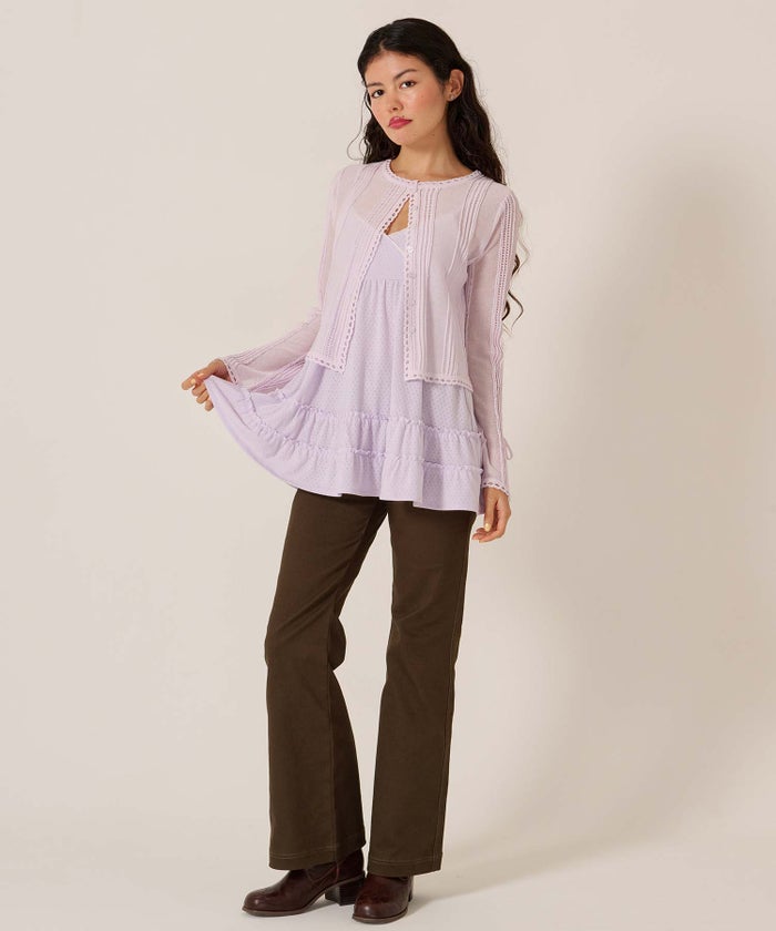 カーディガン/シアー/トップス/ピンタック シアーニット カーディガン TINA：JOJUN