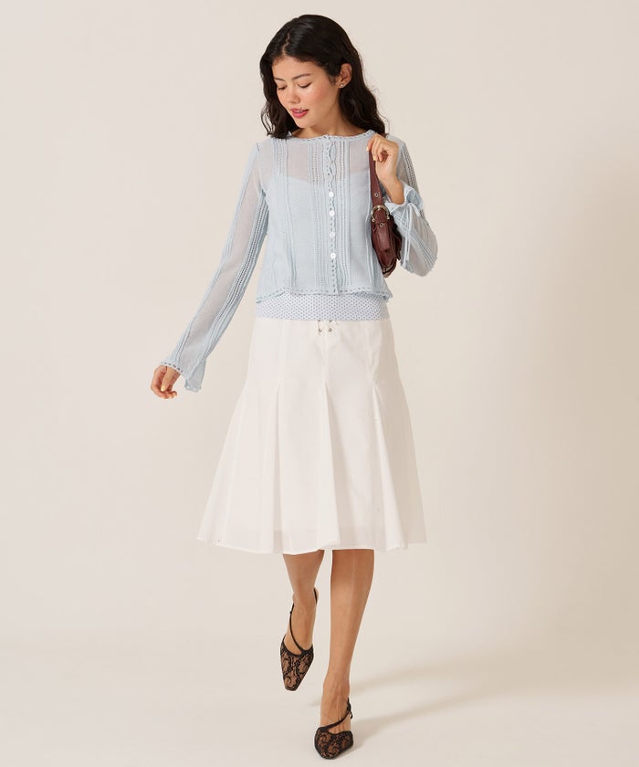 カーディガン/シアー/トップス/ピンタック シアーニット カーディガン TINA：JOJUN