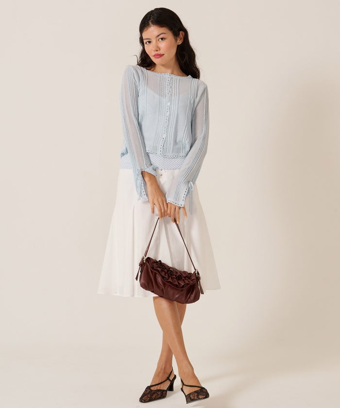 カーディガン/シアー/トップス/ピンタック シアーニット カーディガン TINA：JOJUN