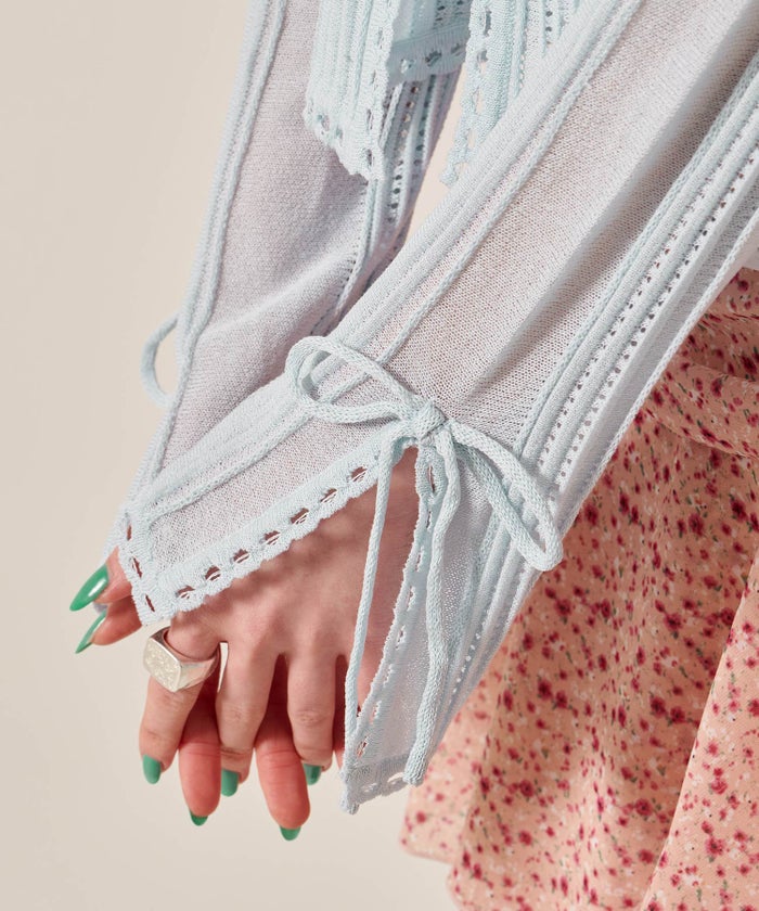 カーディガン/シアー/トップス/ピンタック シアーニット カーディガン TINA：JOJUN