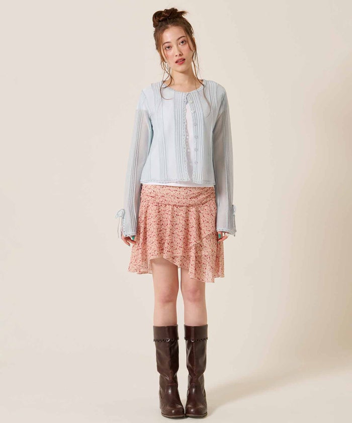 カーディガン/シアー/トップス/ピンタック シアーニット カーディガン TINA：JOJUN