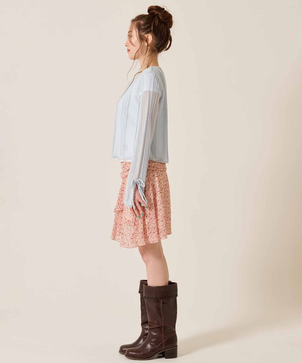 カーディガン/シアー/トップス/ピンタック シアーニット カーディガン TINA：JOJUN