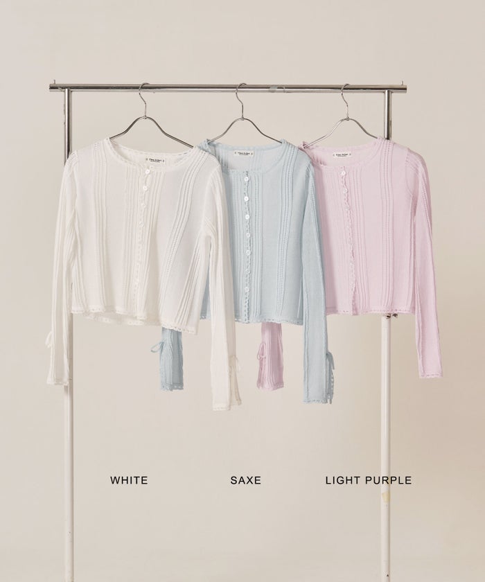 カーディガン/シアー/トップス/ピンタック シアーニット カーディガン TINA：JOJUN