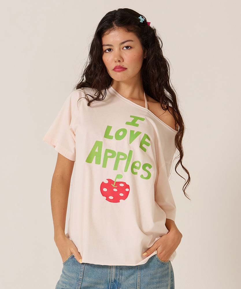 トップス/オーバーサイズ/オリジナル プリント オフショル Tシャツ TINA：JOJUN