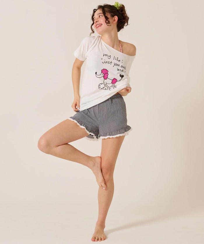 トップス/オーバーサイズ/オリジナル プリント オフショル Tシャツ TINA：JOJUN