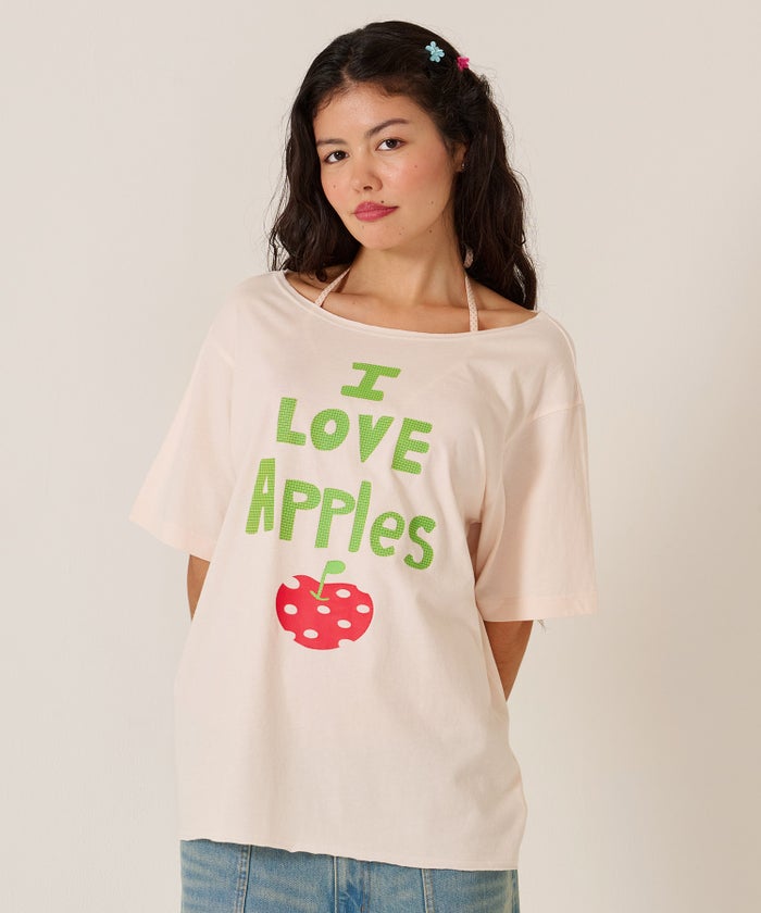 トップス/オーバーサイズ/オリジナル プリント オフショル Tシャツ TINA：JOJUN