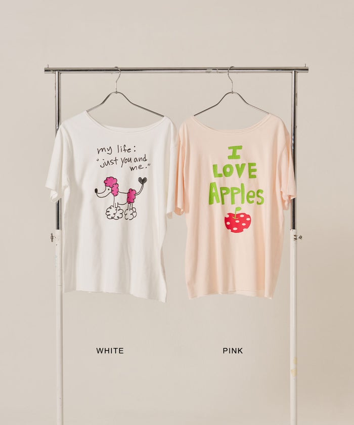 トップス/オーバーサイズ/オリジナル プリント オフショル Tシャツ TINA：JOJUN