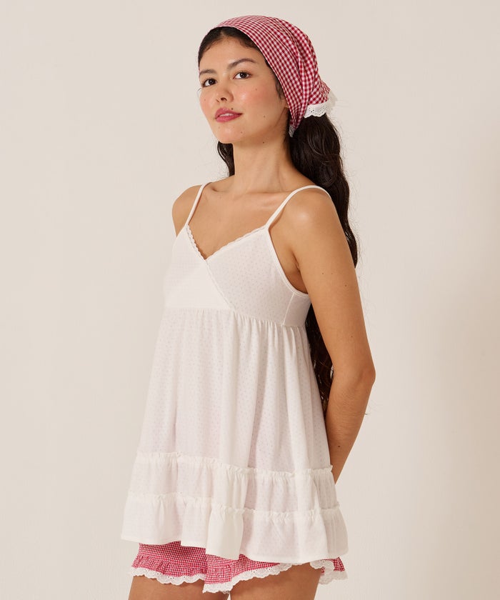 キャミ/トップス/アイレット ヘムフリル カット チュニック TINA：JOJUN