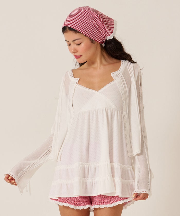 キャミ/トップス/アイレット ヘムフリル カット チュニック TINA：JOJUN