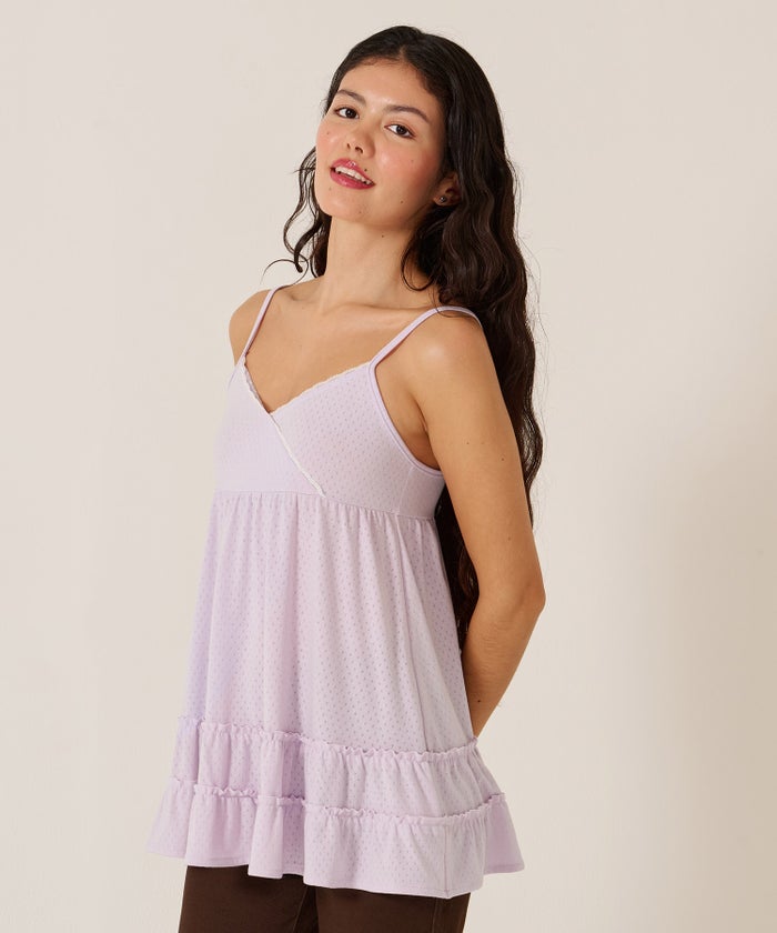 キャミ/トップス/アイレット ヘムフリル カット チュニック TINA：JOJUN